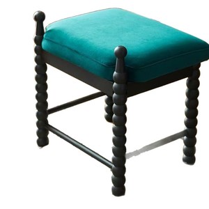 Taburete de tocador de madera maciza con asiento de terciopelo, silla de maquillaje para dormitorio con espacio de almacenamiento, mueble. - Product Image 5