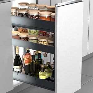 Modern 3-Tier Metal Plate Soft-Close Slide Pull-Out <b>Basket</b> In-Cabinet Organizer for Kitchen Storage of Bottles & Jars 02.2A.RWD2 - Product Image 2