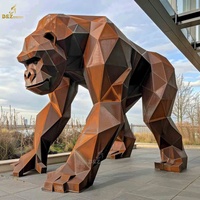 Projet de jardin extérieur personnalisé métal brillant en acier inoxydable Art Gorilla Statue Sculpture Home Decor