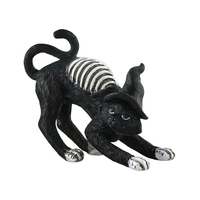Lot de figurines miniatures en résine pour Halloween : Kit de statues de chat noir, sorcière, araignée et squelette pour décoration de jardin, bureau ou table de fête