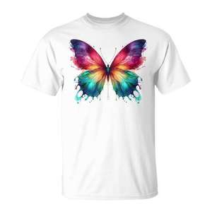 T-shirt pour femme avec motif papillon aquarelle - Product Image 1