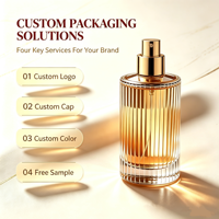 Flacon de parfum de luxe personnalisé en verre ambré vide de 30 ml, 50 ml, 100 ml, forme rayée verticale, rond, avec couvercle