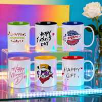 Mug en céramique coloré de 11 oz avec intérieur personnalisable par sublimation, tasse à café en grès pour Noël et mariage Topjlh