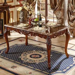 European Antique Dining Table Cadeiras Set Clássico Real Luxo Madeira Maciç<span class=keywords><strong>a</strong></span> Vintage Dining Room Móveis Conjuntos Completos para Casa - Product Image 4