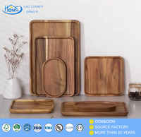 Plateau de service rectangulaire en noyer noir massif de qualité supérieure, style moderne et minimaliste, pour café, thé, petit-déjeuner, décoration de la maison ou du bureau