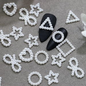 ลูกปัดกลวงรูปหัวใจแบนทำด้วยมือใหม่50กรัมลูกปัดมุกเรซิ่นสำหรับตกแต่งเล็บมีเสน่ห์อุปกรณ์ตกแต่งเล็บ - Product Image 4