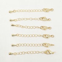 Vente en gros de fermoir homard en laiton plaqué or 18 carats avec chaîne d'extension en métal extrémités de cordon fermoir de collier résultats de bijoux et composants