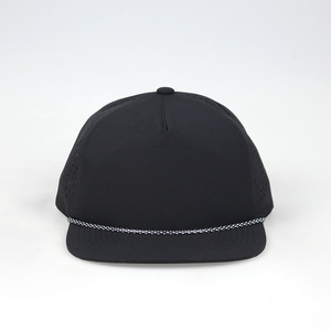 Mũ Lưỡi Trai Golf Màu Đen 100% Polyester Không Cấu Trúc Tùy Chỉnh <span class=keywords><strong>5</strong></span> Tấm, Mũ Lưỡi Trai Thể Thao Cắt Laser, Mũ Bóng Chày Dây Biểu Tượng Vá <span class=keywords><strong>PVC</strong></span> Chống Thấm Nước - Product Image 3