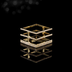 MyMuyu Fashion Creative Hollow Geometric Scarf Buckle Gold Square Decorative Brooch Durable Niche High End - Product Image 4