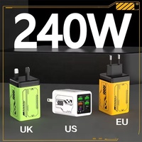 Nuevo Cargador de Pared con 6 Puertos USB Tipo C PD3.0 de 240W, Carga Súper Rápida para Teléfonos Móviles, Enchufe EU/UK/US, Adaptador de Carga Rápida para iPhone 17