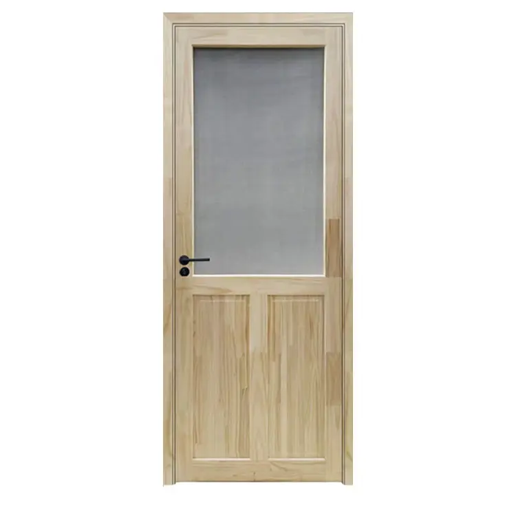 Porte Pre-appese camera interna prevenzione insetti solido nucleo resistente all'acqua porta porta in legno design mezzo vetro interno porta in legno