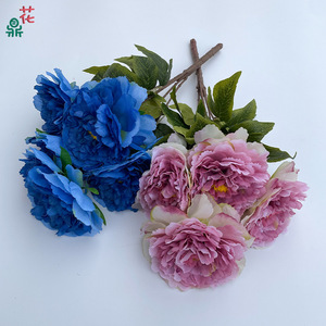 Flores Artificiales de Seda, Peonía Imperial de Cinco Cabezas, Realistas, para Decoración de Interiores, Tallo Único - Product Image 3