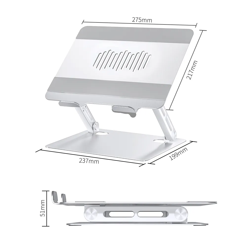 Estreno mundial, portátil, plegable, de Metal, ergonómico, soporte para ordenador portátil, ángulo, altura ajustable, almohadilla de refrigeración para ordenador portátil