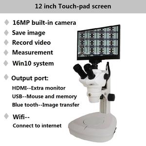 Boshida BD-60T 8X-50X三眼ステレオ顕微鏡、<span class=keywords><strong>12</strong></span>インチタッチパッド、または下部と上部のLED照明付きLCDスクリーン - Product Image 2