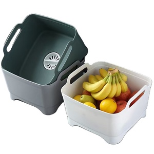 Cuenco de lavado con escurridor de agua con tapón, cuenco de lavado y <span class=keywords><strong>drenaje</strong></span> de cocina con asas y tapón de <span class=keywords><strong>drenaje</strong></span>, 9 litros, gris - Product Image 1