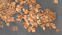 Mural de Latón Forjado a Mano con Relieve de Peonía, Arte de Pared de Latón Grabado a Mano para Decoración del Hogar y Hoteles Furui Classic BH-001