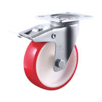 Roue pivotante industrielle VIMA de 5 pouces en PU et PP rouge, robuste, avec frein, pour chariot et débardeur – Meilleure vente