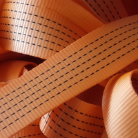 Sangle de cerclage tissée en polyester PET orange de 50 mm, épaisseur 2,3 mm, surface lisse, haute ténacité, durable, conforme ISO9001, manuel