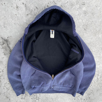 Sweat à capuche pour hommes personnalisé Vintage Boxy fermeture éclair 100% coton 500gsm en détresse ourlet court lavage à l'acide numérique DTG automne brodé