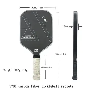 Racchetta da Pickleball termoformata ad alte prestazioni potente T700 racchetta da pickleball in fibra di carbonio grezza di alta qualità