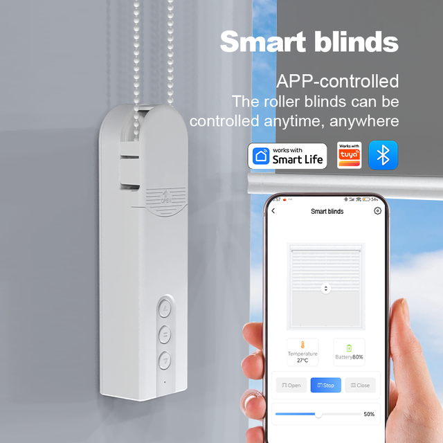 Tuya WiFi Wireless Remote Control Zigbee Chain Motorized Roller Blinds for Bedroom Living Room Balcony Vertical Digital Curtain
