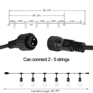 Cross-Border Best-Selling S14 IP65 Waterproof Crystal Outdoor <strong>Garden</strong> Light <strong>String</strong> E27 Bulb US Standard Yard Solar-Powered CE - Product Image 2