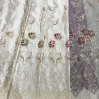 Rideau transparent brodé à fleurs 3D, au design turc, nouvelle collection 2020