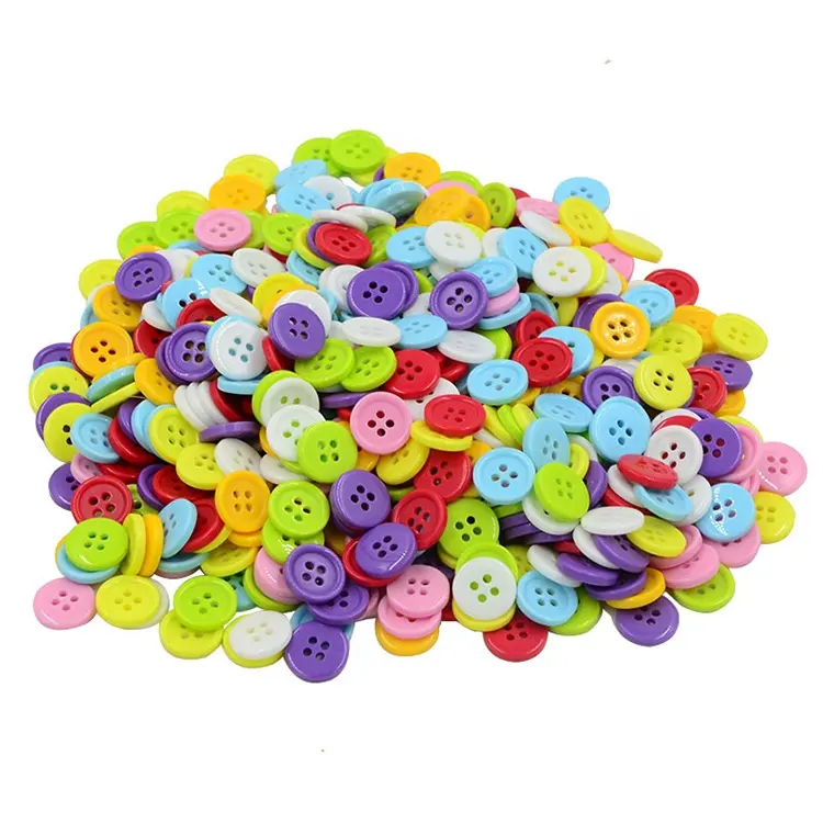 Sewing Label Manufacturer Custom Made Colorful Fancy Green and Blue Plastic Resin Buttons for Children Clothing