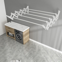 Tendedero de Ropa Plegable de 5 Niveles, Extensible, Multifuncional, Simple, Moderno, de Acero Inoxidable, para Montar en la Pared, Ahorra Espacio
