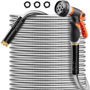 Tuyau d'arrosage en acier inoxydable de 3/4 pouce avec raccord américain haute pression pour usage extérieur - Product Image 2