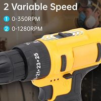 Juego de Taladro 3 en 1 Genérico con 2 Baterías, Luz de Trabajo LED, Control de Velocidad Continuo, 1280 RPM, 35 Nm de Torque Máximo para Proyectos en el Hogar y al Aire Libre