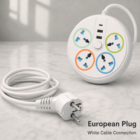 Multiprise intelligente créative avec prises universelles, USB-A (2 ports), USB-C (1 port), protection enfant, câble de 1,8 m, IP20