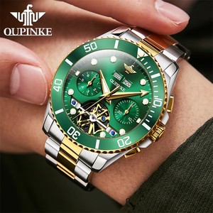 OUPINKE – montre de luxe pour hommes, automatique, mécanique, étanche à 50M, en acier inoxydable, Design squelette Tourbillon, Reloj - Product Image 2