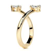 Bague Toi Et Moi à bande ouverte en Moissanite VVS, double marquise, en Argent Sterling 925 plaqué Or PVD 14k, Bijoux pour Femme
