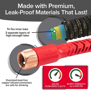 Custom Pocket <b>Hose</b> Copper Head <b>Expandable</b> Garden <b>Hose</b> with Pocket Pivot, No Tangles, AS SEEN ON TV, 360° Swivel, Tri-Tex Tubing - Product Image 4