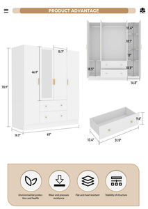 Armoire moderne <span class=keywords><strong>en</strong></span> noyer avec portes coulissantes <span class=keywords><strong>en</strong></span> verre, armoire à miroir pour chambre à coucher, salle de bain ou appartement <span class=keywords><strong>en</strong></span> vente - Product Image 5