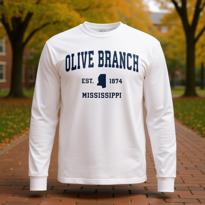 T-shirt a maniche lunghe con stampa Olive Branch Mississippi Vintage Sports Navy - Product Image 3