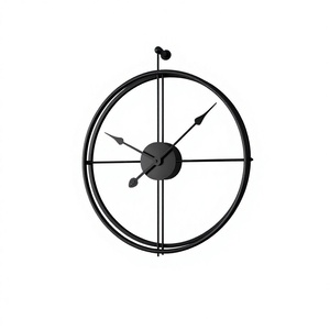Grande horloge murale décorative en fer rond - Product Image 2