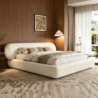 Elegantes Neues Designer-Stoffbettgestell im Creme-Stil, Kingsize-Bett für den Heimgebrauch, Hochwertiges Luxuriöses Gepolstertes Bettset