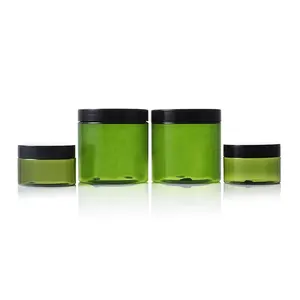 50ml 100ml 200ml 500ml Green Skincare Packaging Empty Pet Jar Cream Jar With Plastic Lid For Cosmetic Packaging