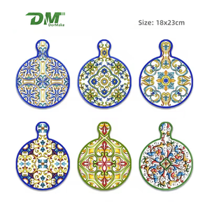 Vente en gros de dessous de plat en céramique au design italien, tampons chauffants de cuisine en céramique personnalisés, <span class=keywords><strong>vaisselle</strong></span>, napperon, carreaux de sublimation avec support en liège - Product Image 1