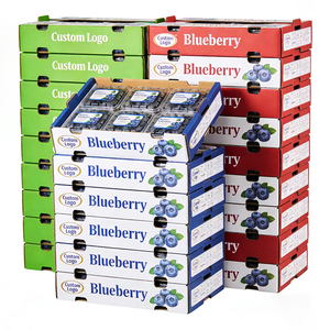 Caja <span class=keywords><strong>de</strong></span> Embalaje <span class=keywords><strong>para</strong></span> Envío <span class=keywords><strong>de</strong></span> Arándanos, Cartón Resistente Blanco y Azul con Logotipo Personalizado <span class=keywords><strong>para</strong></span> la Integridad <span class=keywords><strong>de</strong></span> la Fruta - Product Image 1