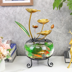 ตู้ปลาแก้วทรงกลมแบบมินิมอลพร้อมระบบน้ำไหลตกแต่งบ้านและสำนักงาน - Product Image 2