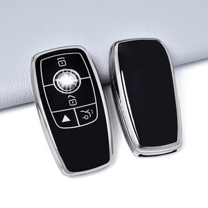 Accessoires de clé de voiture TPU Silver Edge <span class=keywords><strong>Housse</strong></span> de protection Soft Key Shell Fob Holder Convient pour Mercedes Benz - Product Image 2