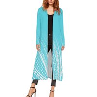 Cardigan long ouvert sur le devant, motif floral tribal polynésien numérique, style kimono décontracté pour femme, idéal au quotidien