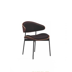 Italian Style Light Luxury <b>Dining</b> <b>Chair</b> Upholstered Black Leather Wood Back Modern Minimalist Design For <b>Dining</b> Room Adult Use - Product Image 5