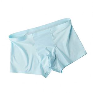 Calzoncillos bóxer de seda helada para hombre, estilo fresco de verano, ligeros, de una pieza, sin costuras, de tiro medio, para adolescentes. - Product Image 2