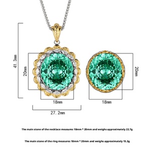 Conjunto de Joyería de Alta Calidad con Colgante de Cobre Ecológico para Mujer, 18*20mm, Circonita Cúbica Verde, Collar y Aretes Vintage - Product Image 6