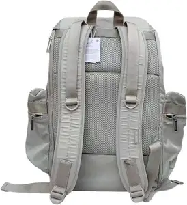 Mochila de ginástica de nylon reciclável para unissex, bolsa esportiva de nylon resistente à água com alça de ombro ajustável, forro RPET GRS BSCI