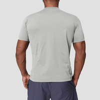 T-shirt de sport tricoté pour homme, col rond, coupe ajustée, respirant, séchage rapide, logo personnalisé positionné à l'avant, idéal pour l'entraînement en salle de sport